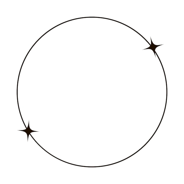 Y2K avatar línea círculo con estrella elementos de línea estética minimalista moderna ilustración vectorial