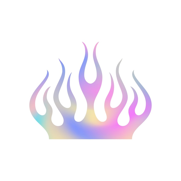 Vector y2k llama de fuego llama de neón gradiente rosa metal holograma icono vector ilustración plana