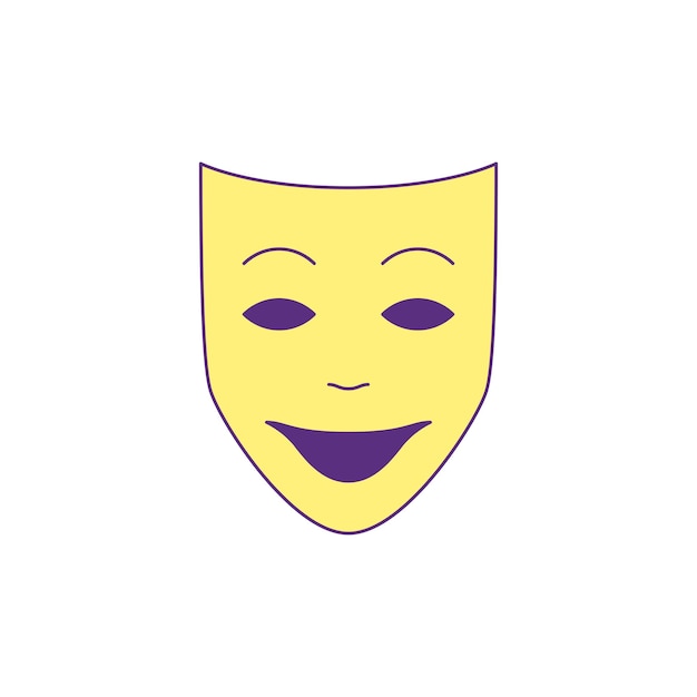 Y2K máscara sonriente feliz cara falsa elemento de dibujos animados icono de estilo groovy ilustración plana vectorial expresión facial positiva broma de carnaval de máscaras cómico funky pegatina de moda para impresión de camiseta