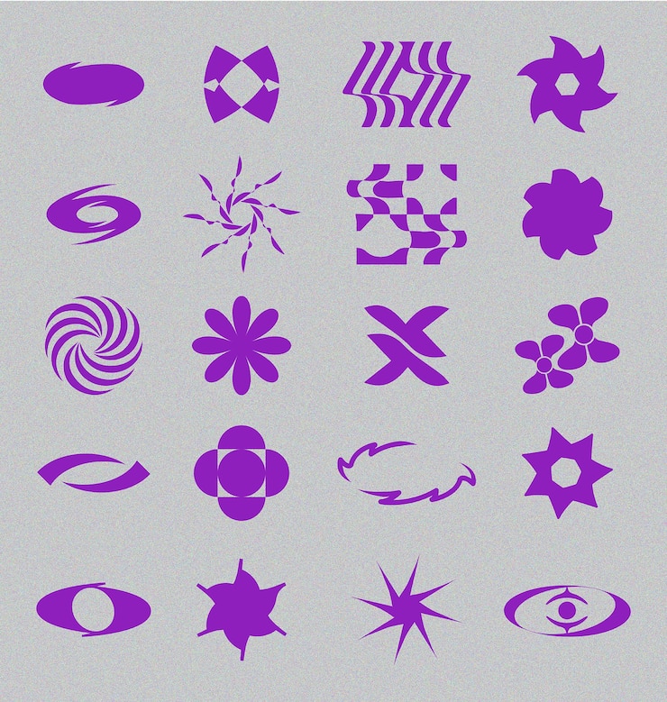 Vector y2k retro abstract agrupamiento forma activo vector icono ornamento
