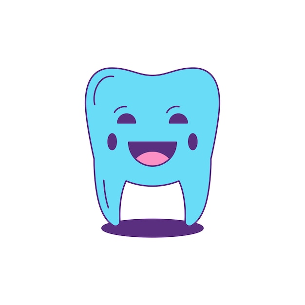 Y2K sonriente dientes azules cómico personaje de dibujos animados estilo groovy icono vector ilustración plana dientes lindos feliz odontología estomatología psicodélica emoji positivo pegatina de moda para impresión de camiseta