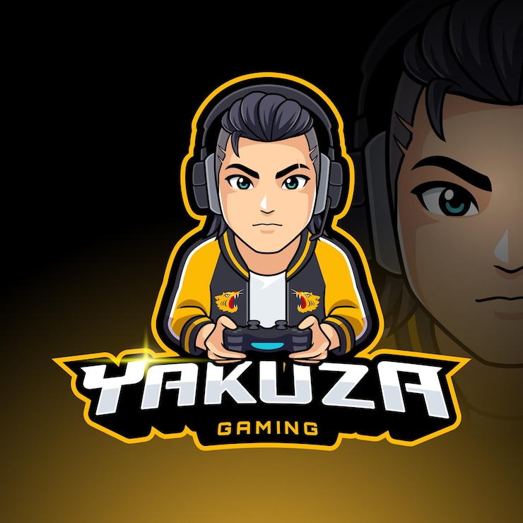 Vector yakuza en plantilla de logotipo de mascota sukajan para esport badge o streamer