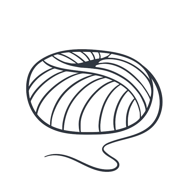Yarn en una bola ilustración aislada dibujo estilo boceto vectorial gráfico líneas lindas bola de tinta