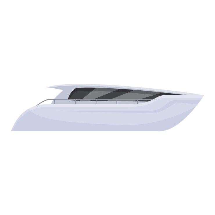 Vector yate blanco moderno navegando en la superficie del agua