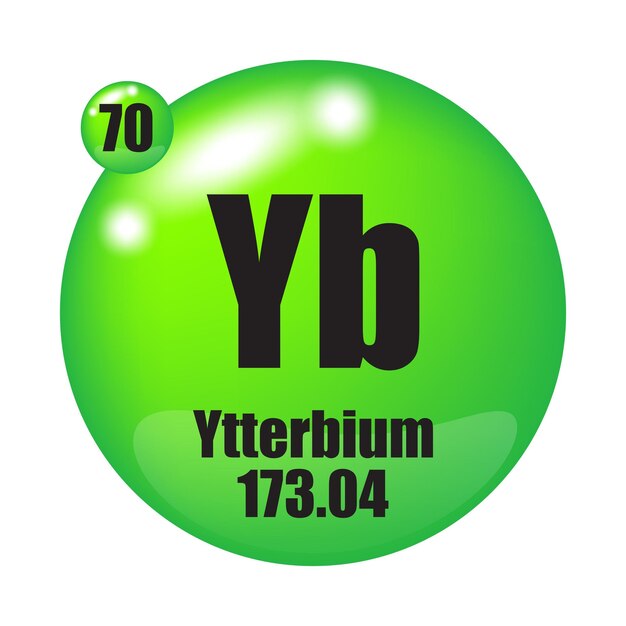 Yb icono Ytterbium elemento Número atómico 70 Masa 17304 Esfera verde de fondo Símbolo vectorial EPS 10