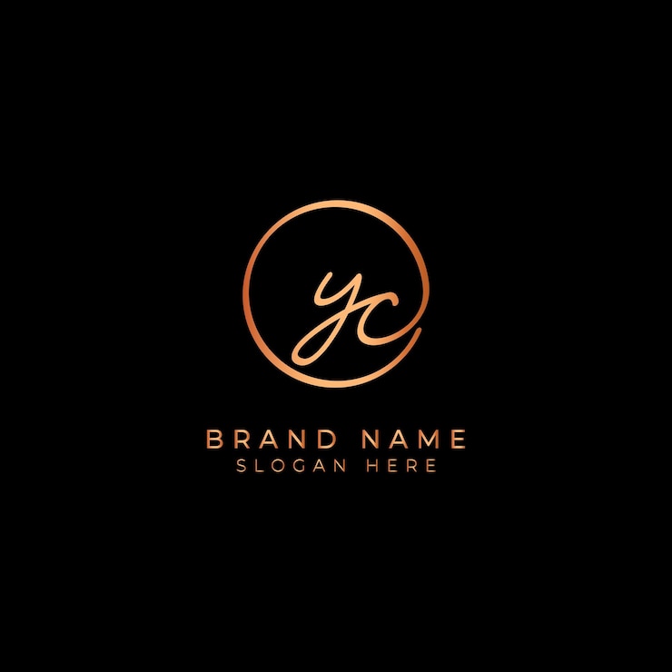 Vector yc logotipo de la firma de la letra inicial alfabeto yc en forma redonda