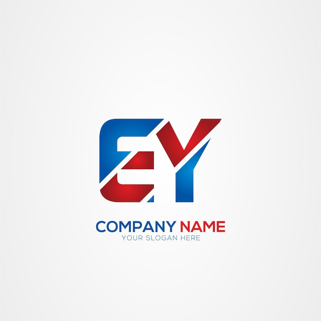 YE Creative Modern Letters Diseño del logotipo Elemento rojo y azul