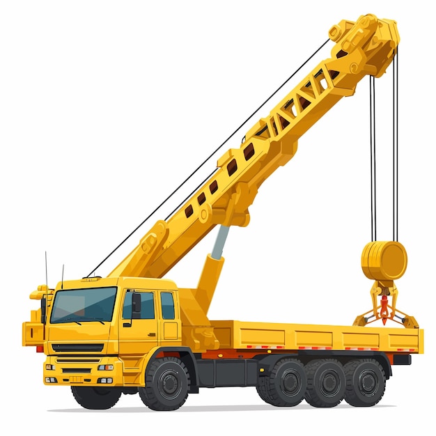 Vector yellow_mobile_hydraulic_crane_car_cargo_transport