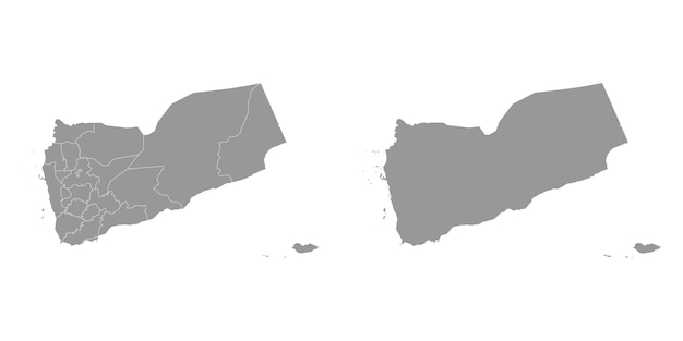 Yemen mapa gris con divisiones administrativas ilustración vectorial