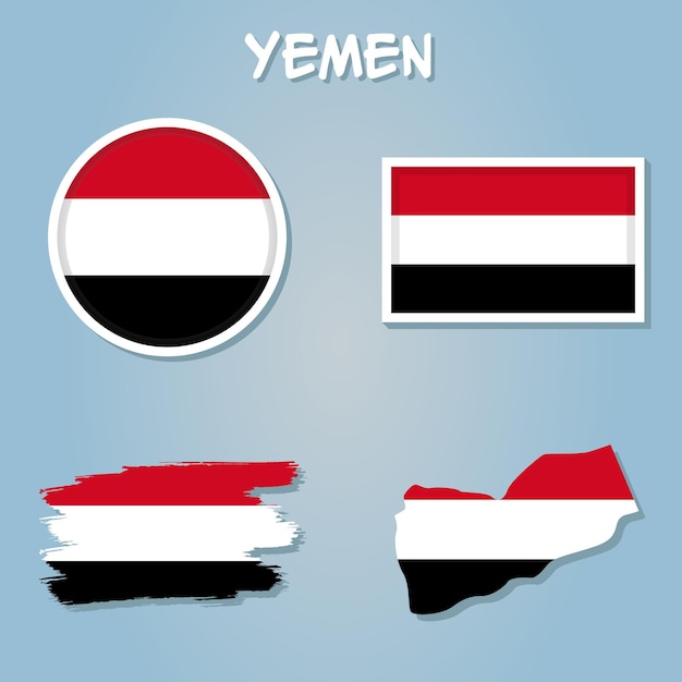 Yemen mapa vectorial con la bandera dentro