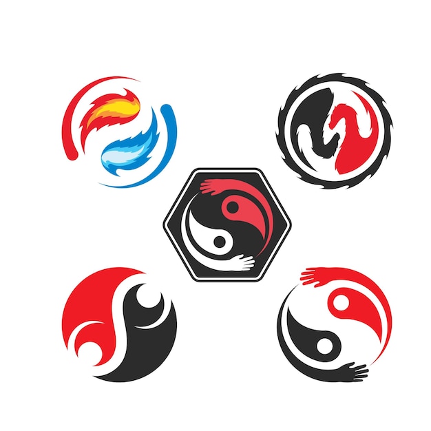 Yin yang vector icono ilustración diseño plantilla