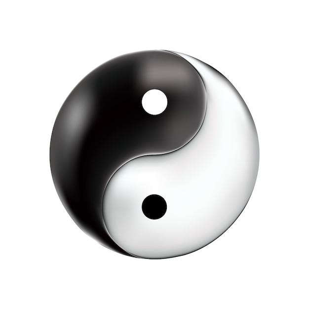 Yin yang vector símbolo 3d realista icono vector diseño yinyang taoísmo chino para el año nuevo chino