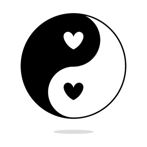 Vector ying yang en forma de corazón