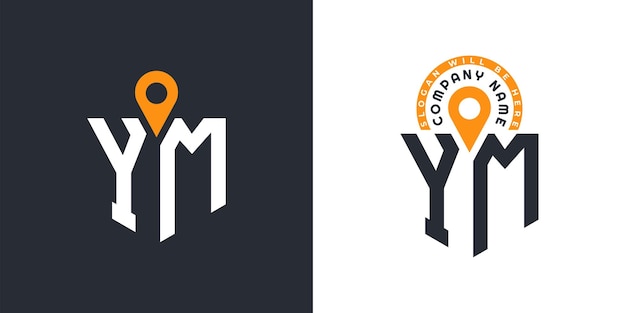 YM Location Logo Bundle Letter YM Logo Dual Vector Icons para el reclutamiento y la navegación