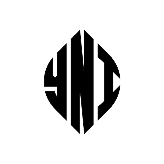 YNI diseño de logotipo de letras circulares con forma de círculo y elipse YNI letras elípticas con estilo tipográfico Las tres iniciales forman un logotipo de círculo YNI emblema de círculo Monograma abstracto letra marca vector