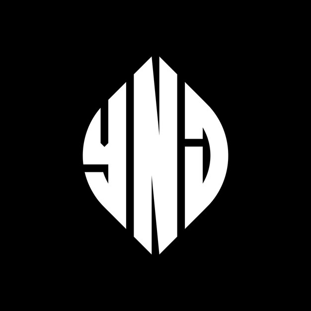 YNJ diseño de logotipo de letras circulares con forma de círculo y elipse YNJ letras elípticas con estilo tipográfico Las tres iniciales forman un logotipo de círculo YNJ Emblema de círculo Monograma Abstracto Carta Marca Vector