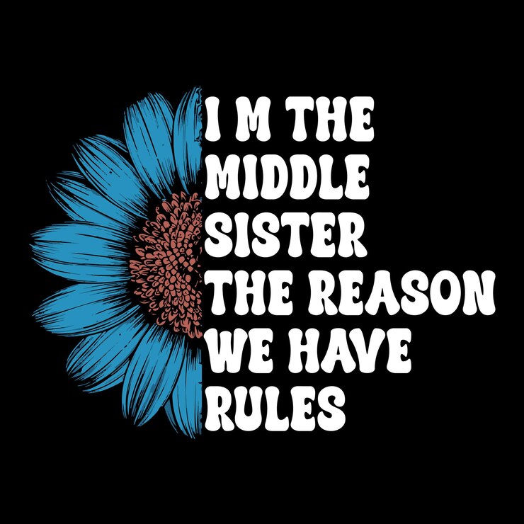 Yo soy la hermana del medio. Ilustración de diseño de camisetas.