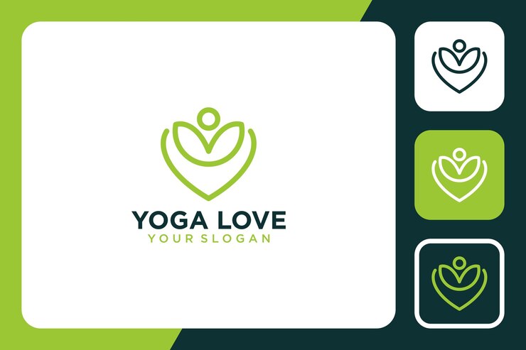 Vector yoga con amor logotipo diseño icono vector ilustración