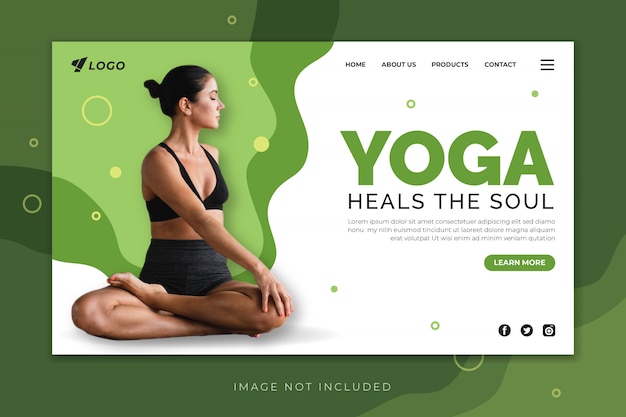 Vector el yoga cura la plantilla de la página de destino