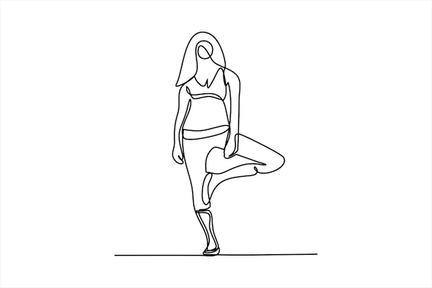 Yoga deporte mujer línea continua ilustración