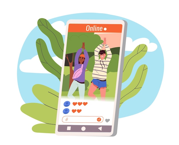 Yoga en línea en su teléfono inteligente estilo de vida activo ejercicios de estiramiento de la pantalla del teléfono celular con
