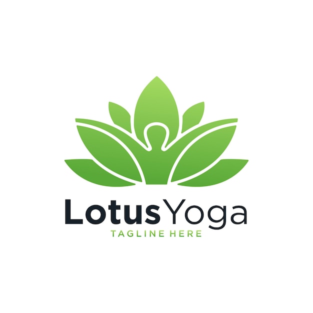 Yoga de loto verde con diseño de logotipo de personas.