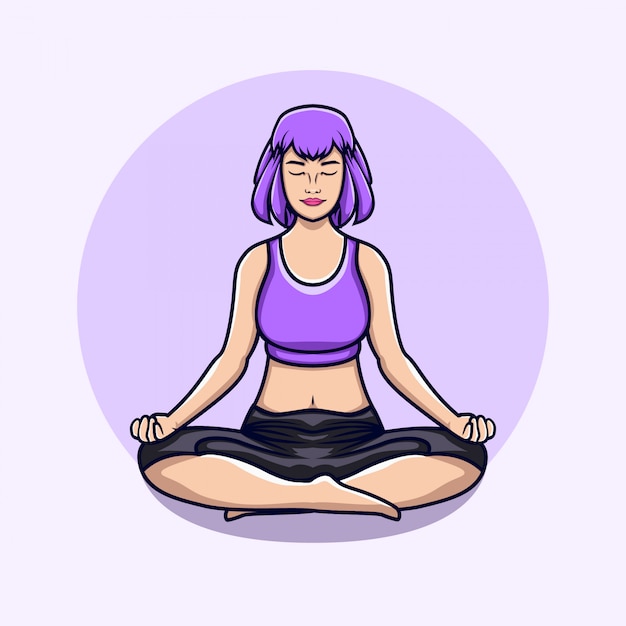 Vector yoga mujer con cabello corto