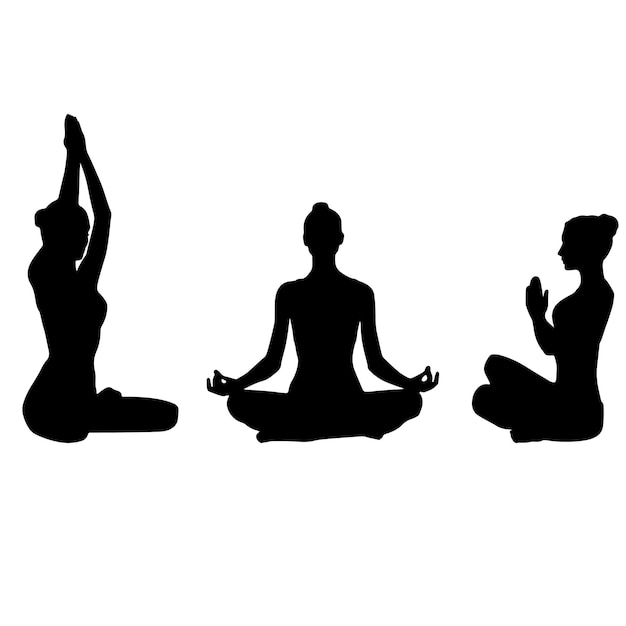 yoga, silueta, mujer