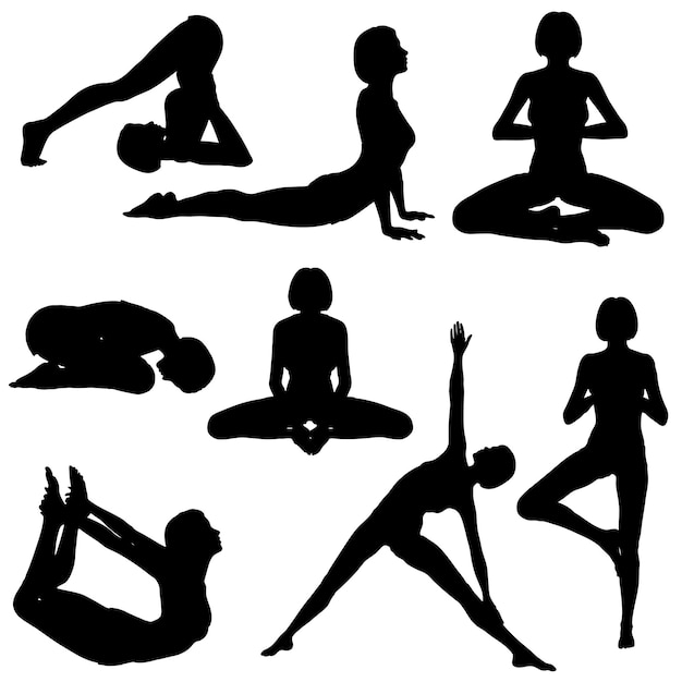 Yoga siluetas vector.