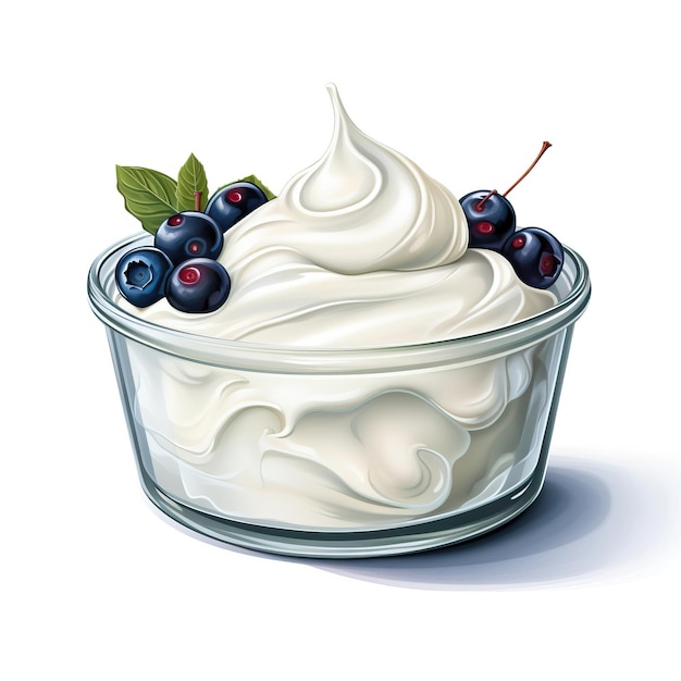 Yoghurt vector plano geométrico acuarela aislado de fondo blanco