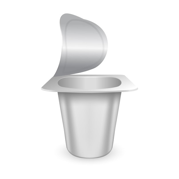 Yogur en formato de vector de estilo realista de ilustración de vaso de plástico blanco