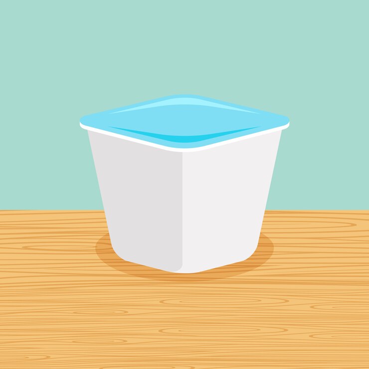 Vector yogur de granja en la mesa