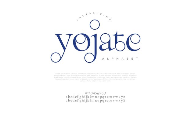 Yojate lujo premium elegante alfabeto letras y números elegante tipografía de boda clásico serif