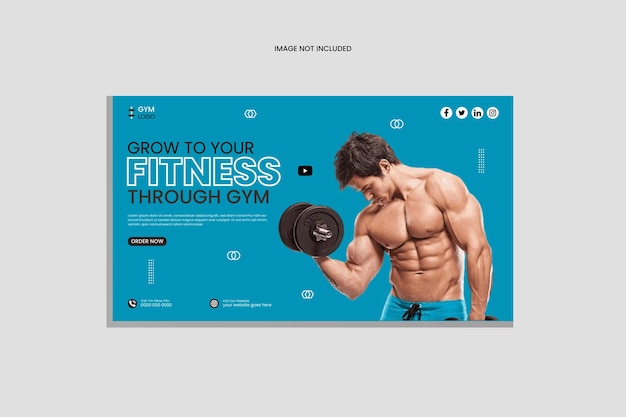 You tube thumbnail fitness design template y superman es el héroe del gimnasio