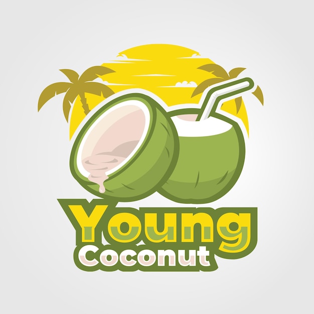 Young coconut ready made logo arte vectorial aislado mejor para negocios y diseño de camisetas
