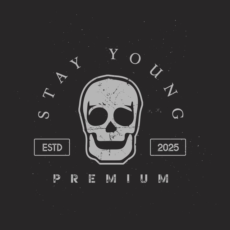 Young Quotes para el diseño de camisetas con el logotipo gráfico de Skull Vector