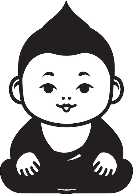 Vector youngster vector zen logo buda bambino emblema de niño negro