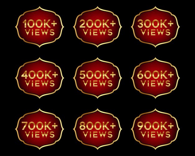 Youtube 100k más vistas diseño de banner de celebración, insignia de 100k vistas.