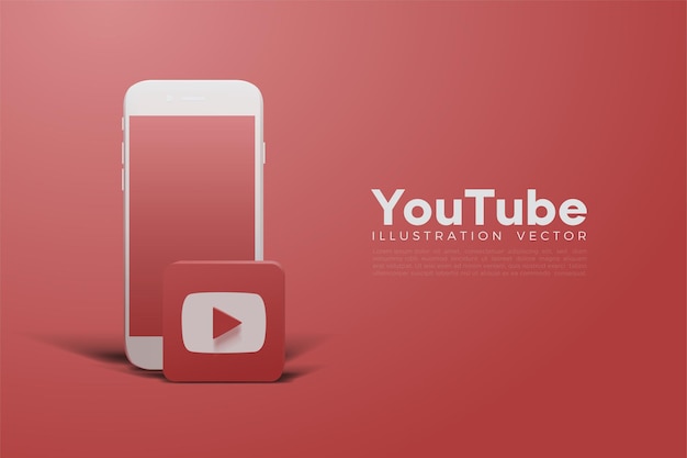 Youtube rojo 3d y smartphone blanco