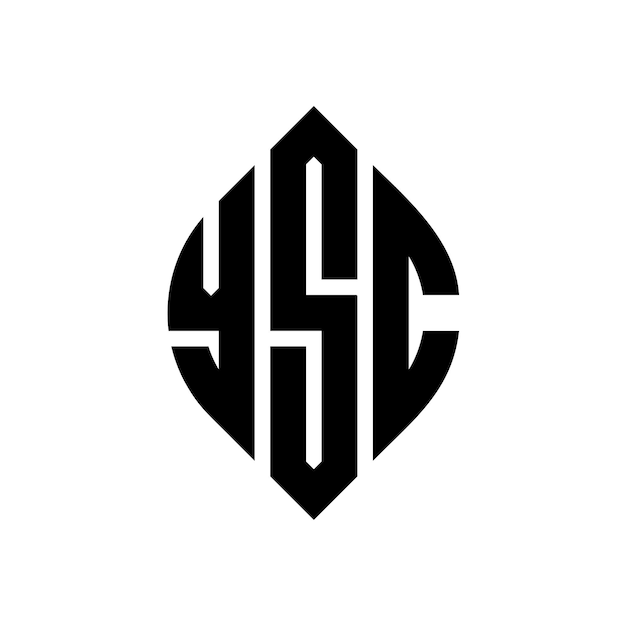 YSC diseño de logotipo de letra de círculo con forma de círculo y elipse YSC letras de elipse con estilo tipográfico Las tres iniciales forman un logotipo de círculo YSC emblema de círculo Monograma abstracto letra marca vector
