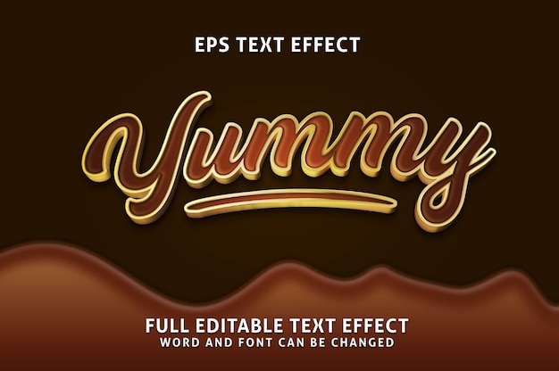 Yummy 3d efecto de texto realista vectores premium