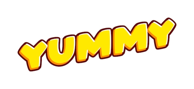 Yummy Phrase letras aisladas en blanco vector de diseño de efecto de texto colorido Texto o inscripciones en inglés El diseño moderno y creativo tiene colores rojo naranja amarillo