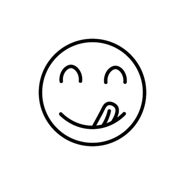 Yummy Smile Emoji Icon Set Sabor sonrisa y rostro hambriento símbolo vectorial en un estilo negro lleno y delineado Sabor de la alegría Signo