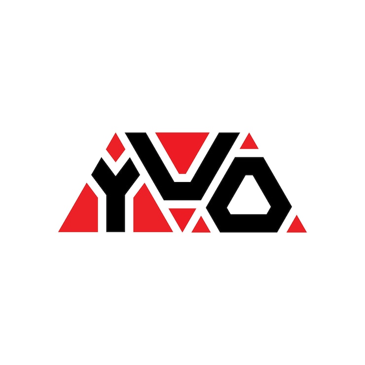 Vector yuo diseño de logotipo de letra triangular con forma de triángulo yuo diseñador de logotipo triangular monograma yuo modelo de logotipo vectorial triangular yuo con color rojo logo triangular simple elegante y lujoso logotipo yuo