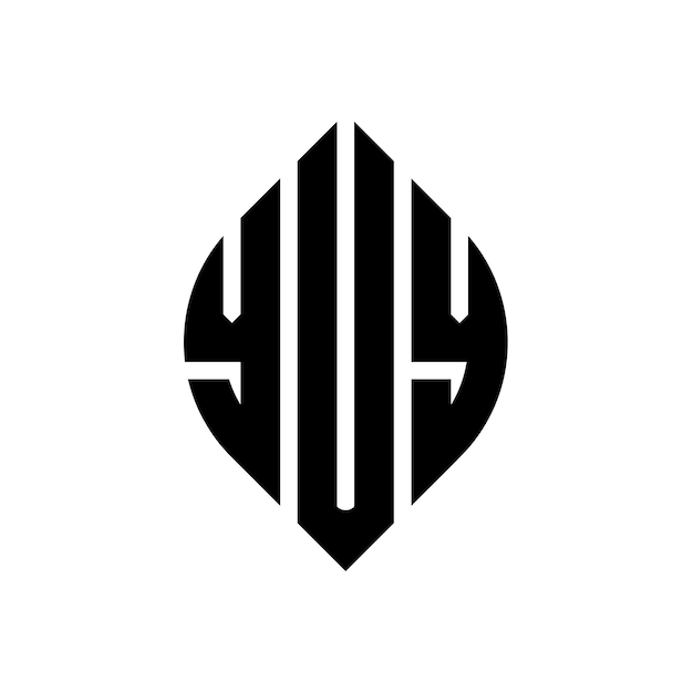 Yuy diseño de logotipo de letras circulares con forma de círculo y elipse yuy letras elípticas con estilo tipográfico las tres iniciales forman un logotipo de círculo yuy círculo emblema monograma abstracto carta marca vector