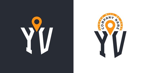 YV Location Logo Bundle Letter YV Logo Dual Vector Icons para el reclutamiento y la navegación