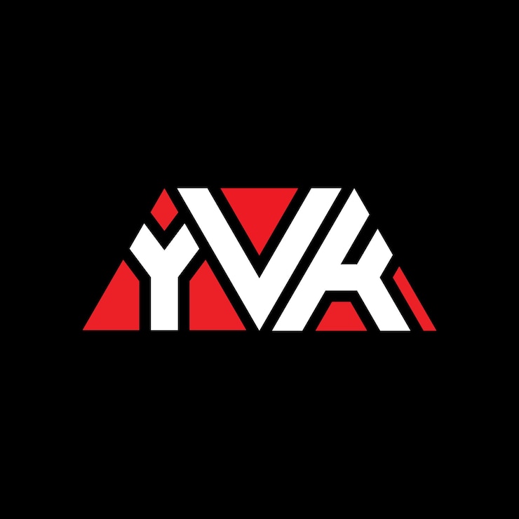 Vector yvk triángulo diseño de la letra del logotipo con forma de triángulo yvk diseño del logotipo del triángulo monograma yvk modelo de logotipo vectorial del triangle con color rojo yvk logotipo triangular sencillo elegante y lujoso logotipo yvk