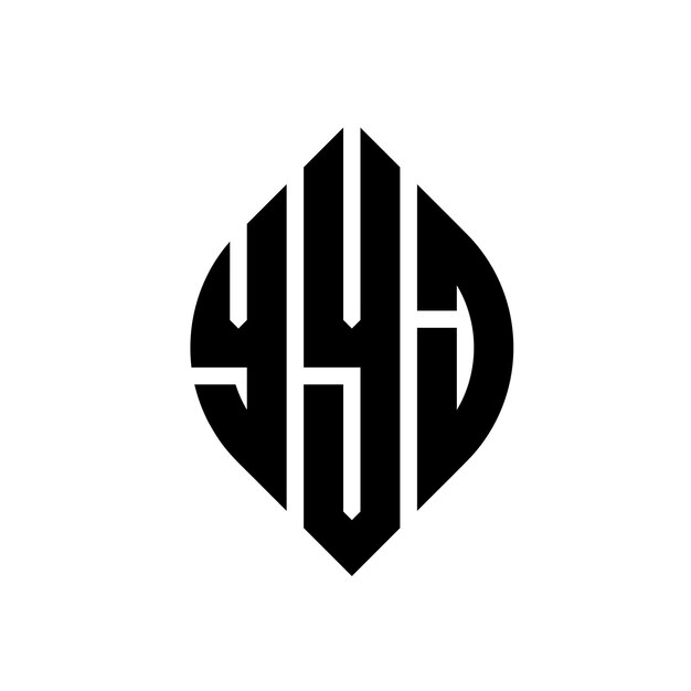 YYJ diseño de logotipo de letras circulares con forma de círculo y elipse YYJ letras elípticas con estilo tipográfico Las tres iniciales forman un logotipo de círculo YYJ emblema de círculo Monograma abstracto letra marca vector