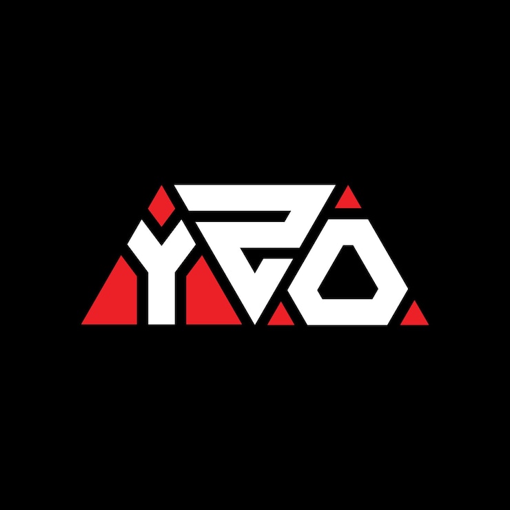 Vector yzo diseño de logotipo de letra triangular con forma de triángulo yzo diseñador de logotipo triangular monograma yzo modelo de logotipo vectorial triangular yzo con color rojo logotipo triangulares yzo sencillo elegante y lujoso
