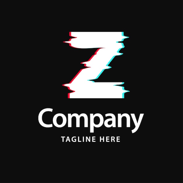 Z Glitch Logo Business Marca identidad diseño Vector ilustración